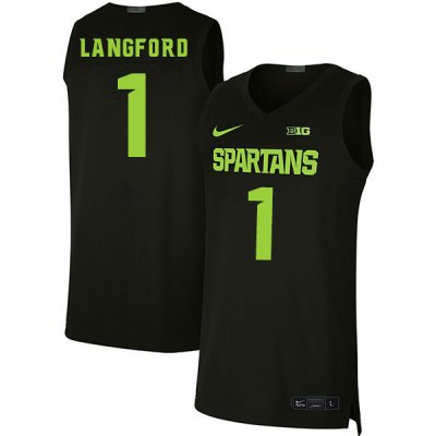 Men Michigan State Spartans NCAA #1 Joshua Langford Black Authentic Nike 2019-20 Stitched College Basketball Jersey MR32B84GA